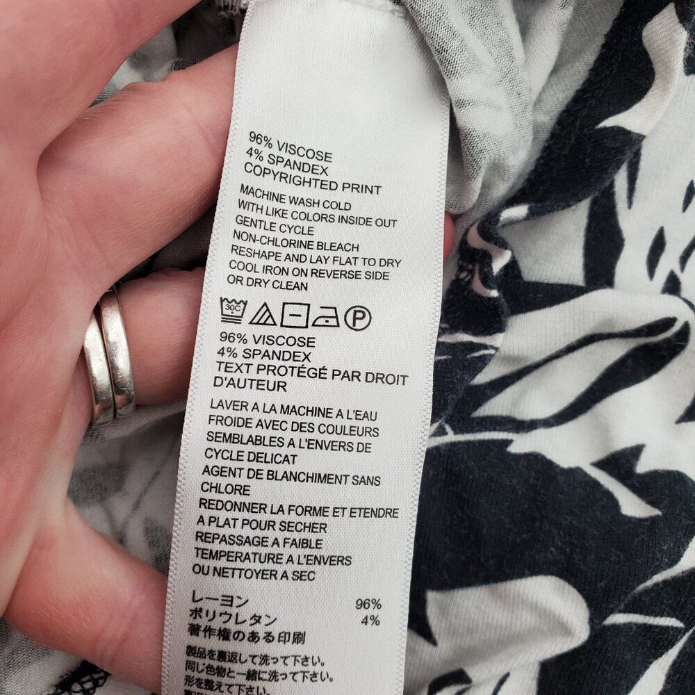 Tommy Bahama B&W Geometric & Tropical Leaf V-Neck Resort-wear Midi Dress - L - Picture 6 of 6